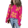 thumbnail image 1 of Women's Rose Big Flower Pattern Mock Neck Long Sleeve Sweater, 1 of 10
