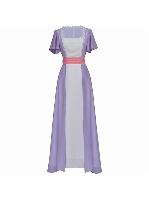 Women's Rose DeWitt Bukater Inspired Vintage Edwardian Style Chiffon Evening Gown with Belt Elegant Long Dress