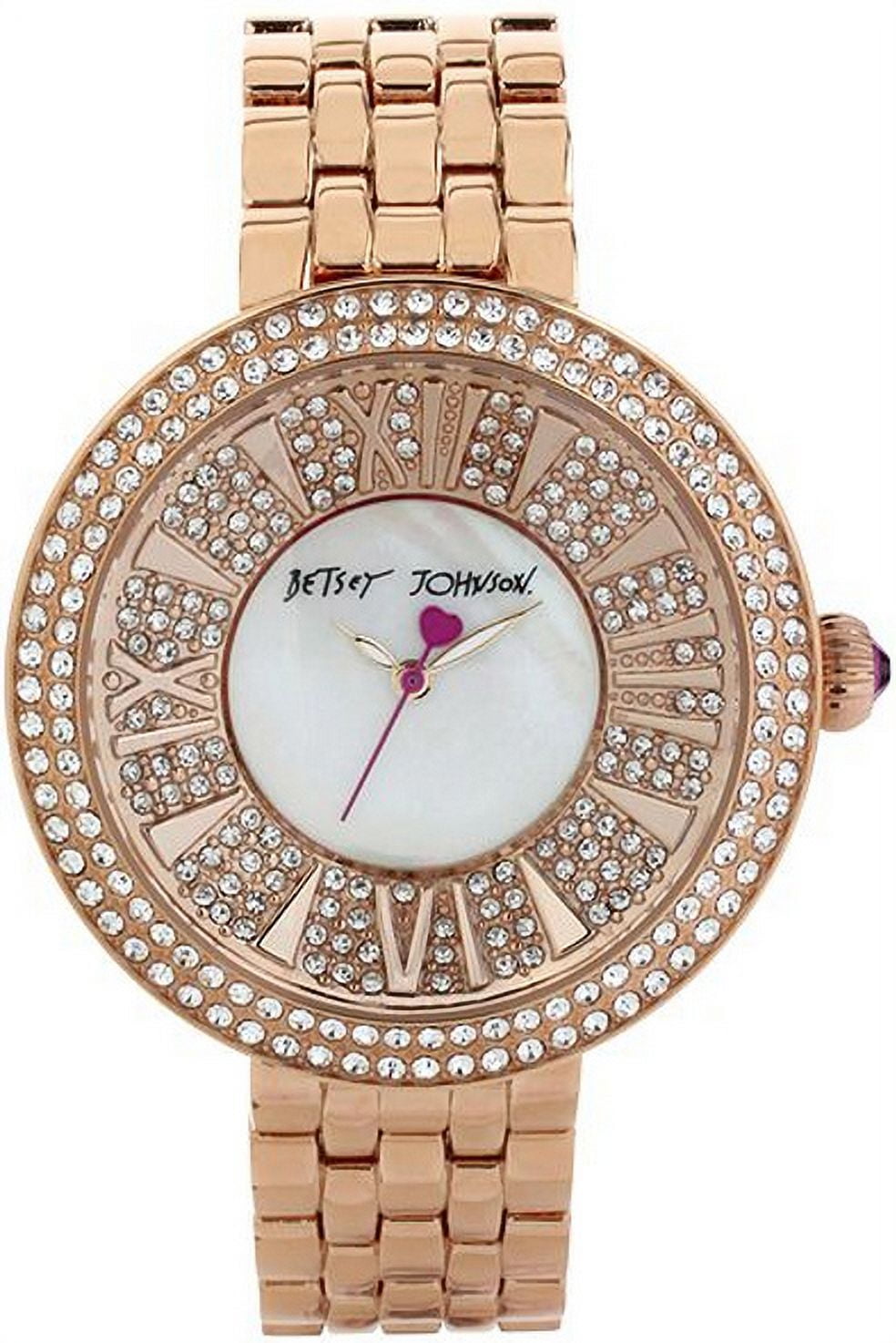 Women s Rose Gold Betsey Johnson Crystallized Watch BJ00343 03