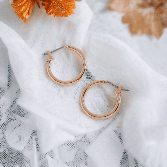 Women's Rose Gold Hoop Click Ear Sense Earrings by Howard's
