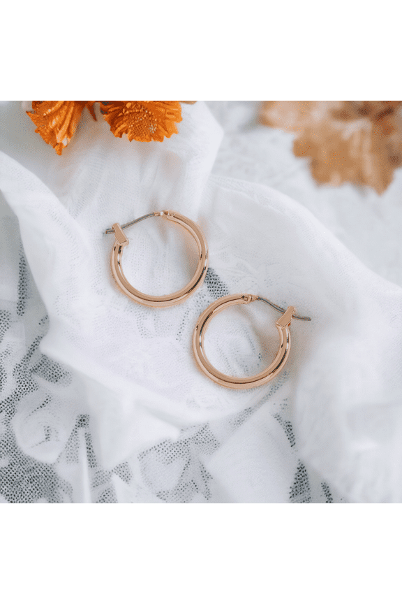 Women's Rose Gold Hoop Click Ear Sense Earrings by Howard's