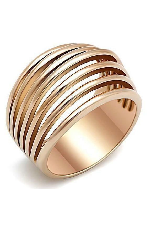 Women's Rose Gold Plated Ring Band Stainless Steel