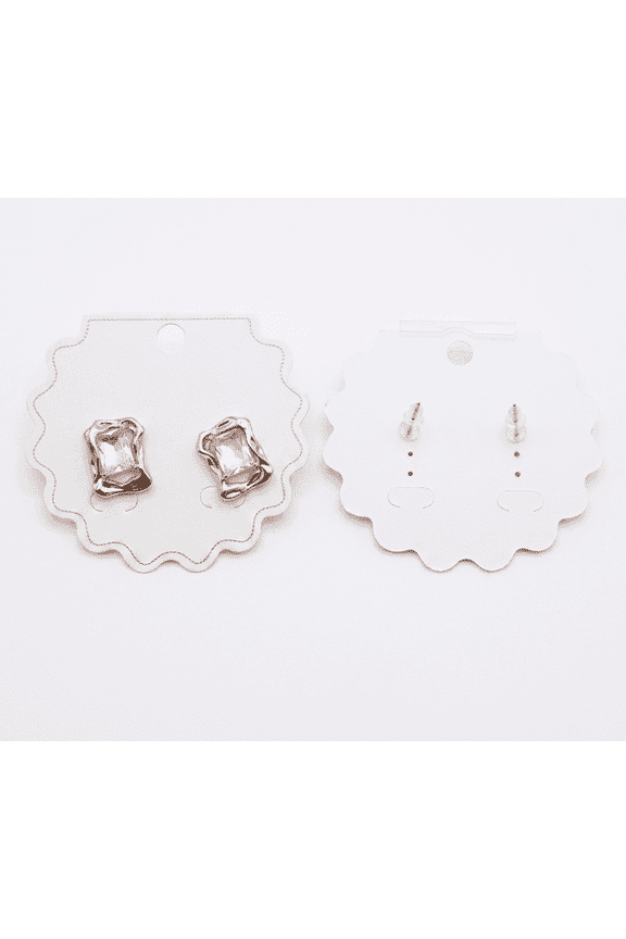 Women's Rose Gold-Tone Organic Frame Stud Earrings with Emerald-Cut Clear Faux Gemstone