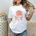 thumbnail image 1 of Women's Rose Graphic T-Shirt Elegant Floral Tee Fashion Conscious Top Soft Round Neck Streetwear White S-5XL, 1 of 5