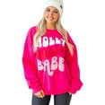 thumbnail image 1 of Women's Rose Red Holly Jolly Babe Graphic Oversized Sweatshirt | [ZhiHiMeRi] | (US 12-14)L, 1 of 7