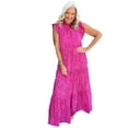 thumbnail image 1 of Women's Rose Red Leopard Print Ruffled Maxi Dress with Flutter Sleeves, 1 of 12