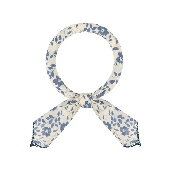 Women's Rose Vintage Scarf, Retro Square Cotton 50s Neckerchief Scarves for Spring Costume, Travel One Size Blue