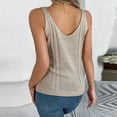 thumbnail image 1 of Women's Round B Neck Sleeveless Knitted Slim Fit Casual Open Navel Vest Womens under Shirts Short Sleeves Packs Long Sleeve Tops for Women Casual Women Long T Shirts for Leggings for Women Compression, 1 of 7