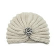 thumbnail image 1 of Women's Round Bead Accessory Hat Hat Knitted Hat Bohemian Baotou Hat Fall And Winter Diamond Jewelry Pullover Hat Beige, 1 of 2