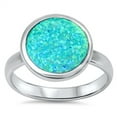 thumbnail image 1 of Women's Round Blue Simulated Opal Promise Ring 925 Sterling Silver Band CZ Female Size 10, 1 of 4