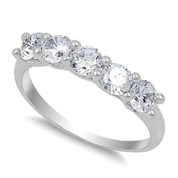 Women's Round Clear Cubic Zirconia Ring .925 Sterling Silver Band White Jewelry Female Male Size 4