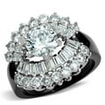 thumbnail image 1 of Women's Round Cut CZ Black Stainless Steel Wide Bnad Elegant Ring, 1 of 6