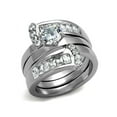 thumbnail image 1 of Women's Round Cut Silver Stainless Steel AAA Cz Wedding Ring Band Set Size 7, 1 of 6