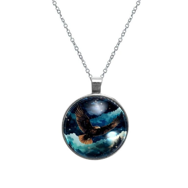 Round glass pendant necklace deals