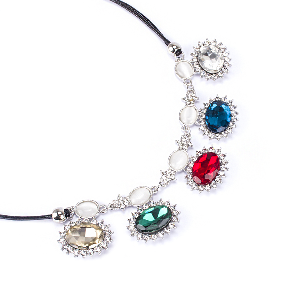 Women's Round Jewel Necklace (Colorful) [Elegant Fashion Accessory][Single Piece]