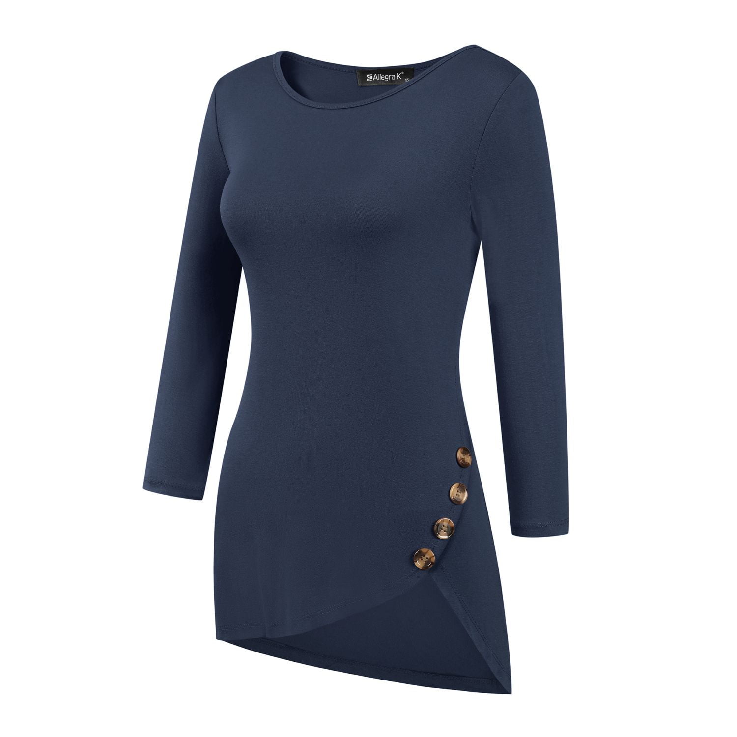 Tシャツ・カットソー ETRO Women Tunic Tops WRKE0290AU081N0000 Black Women's Round Neck 3/4 Sleeve Asymmetric Hem Casual Tunic