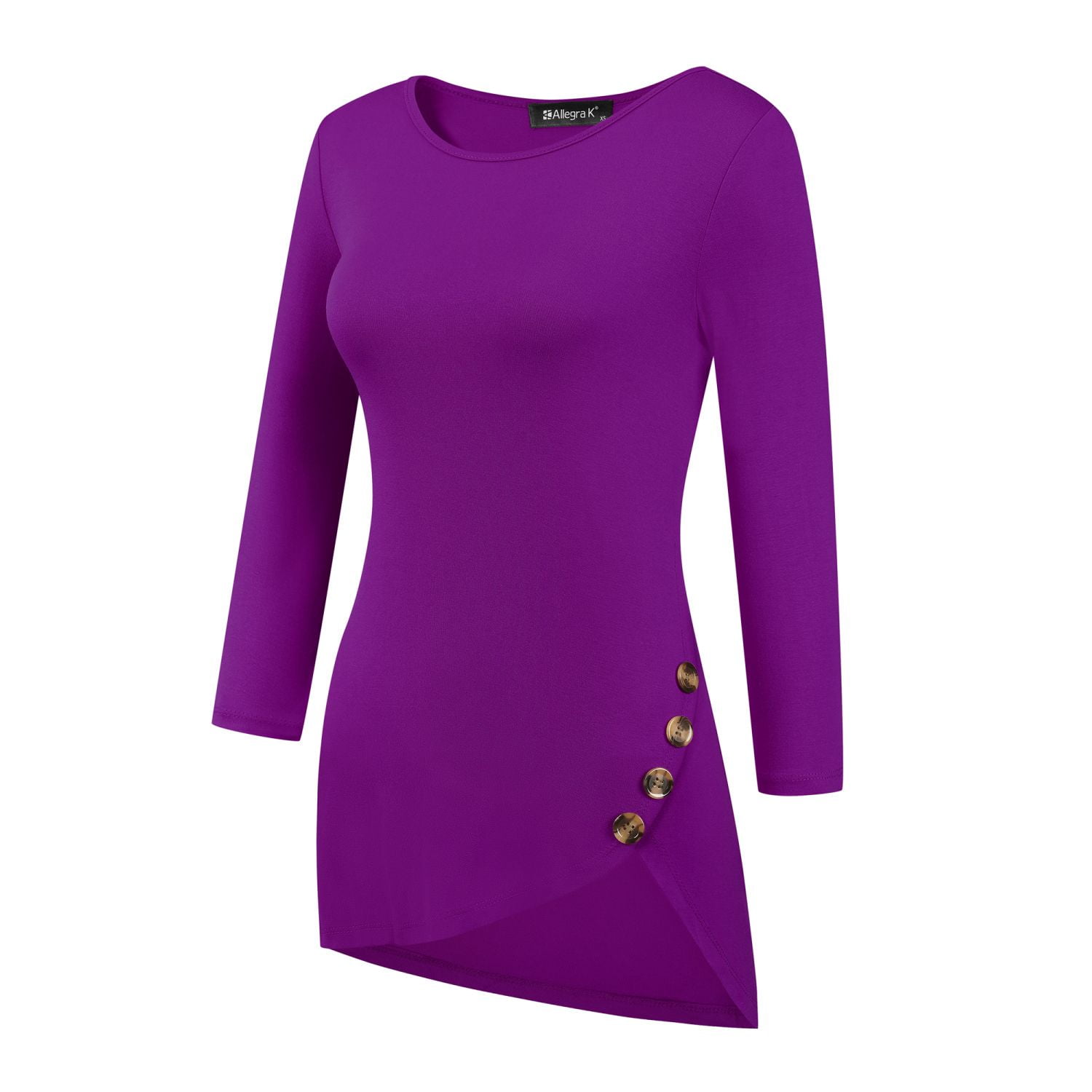 Tシャツ・カットソー GIVENCHY Women Tunic Tops BW70ASGYPV 453 PURPLE Women's Round Neck 3/4 Sleeve Asymmetric Hem Casual Tunic