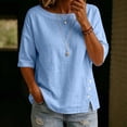 thumbnail image 1 of Women's Round Neck 3/4 Sleeve Casual Top with Loose Decoration and Side Button, 1 of 9