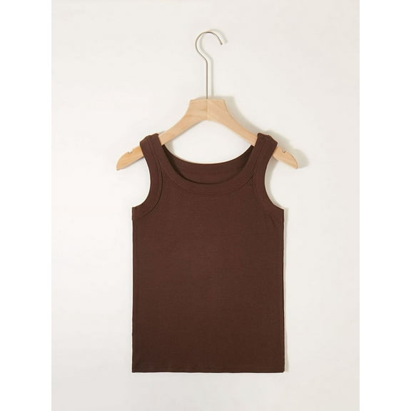 Women's Round Neck Basic Racerback Camisole Rib-Knit Solid Sleeveless Crop Tank Tops Long Vest