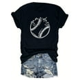 thumbnail image 1 of Women's Round Neck Blouse Y2K Tops Dressy Casual Basic Tees for Sports Short Sleeve Tunic Tops Loose Fit Flowy Fashion Summer Clothes for Teen Girls Vintage Baseball Graphic Tops Black T Shirts XXL, 1 of 5