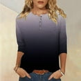 thumbnail image 1 of Women's Round Neck Button Quarter Sleeve 3/4 Sleeve T-shirt Loose Top, 1 of 4
