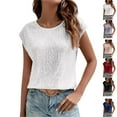 thumbnail image 1 of Women's Round Neck Glitter Sequins Shirts Top Casual Cap Sleeve Party Tee Tops,White M, 1 of 6