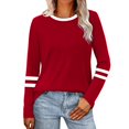 thumbnail image 1 of Women's Round Neck No Hood Sweatshirt, Long Sleeve Loose Fit Pullover Top with Breathable Comfort for Autumn Winter Season, Casual Daily Wear, Travel and Street Fashion Red M, 1 of 5