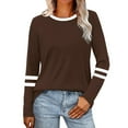 thumbnail image 1 of Women's Round Neck No Hood Sweatshirt, Long Sleeve Loose Fit Pullover Top with Breathable Comfort for Autumn Winter Season, Casual Daily Wear, Travel and Street Fashion Coffee XXL, 1 of 5