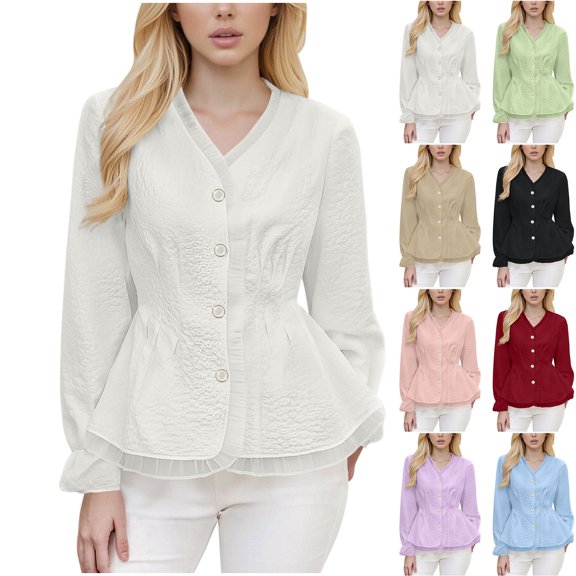 Women's Round Neck Lace Blouse Top Shirt with Pearl Buttons Smocked Cuffs for Work Office Party Wedding Vacation Casual Business Apparel | Ihhxva,Purple L