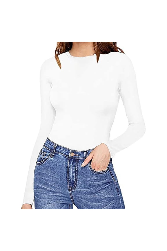 Women's Round Neck Long Sleeve Bodysuit Sexy Jumpsuit Pajamas Sleepwear Loungewear