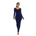 thumbnail image 1 of Women's Round Neck Long Sleeve Maxi Wrap Dress 80% polyester 20% spandex Elegant Flowy Style for Everyday Wear, 1 of 27