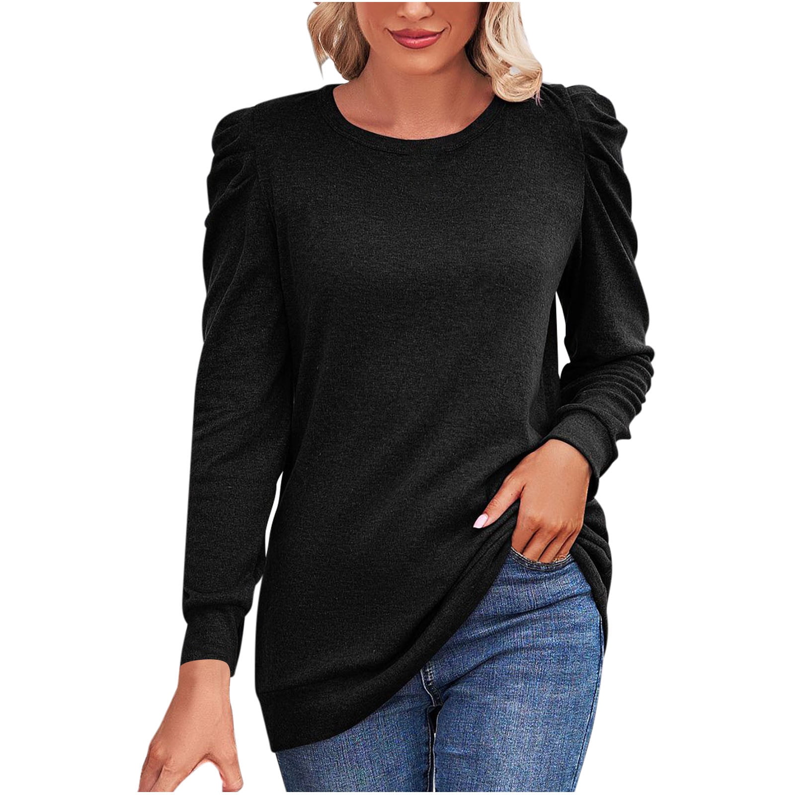 Casual round neck shoulder sleeve loose sweatshirt hotsell