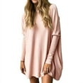 thumbnail image 1 of Women's Round Neck Oversized Sweaters Long Batwing Sleeve T-Shirt Loose Tunic Tops, 1 of 1