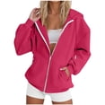 thumbnail image 1 of Women's Round Neck Pocket Sweatshirt Long Sleeve Solid Color Fall Casual​​, 1 of 3