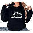thumbnail image 1 of Women's Round Neck Printed Cotton Hooded Long-Sleeved Top White Mountain Bear Casual Loose Black S-2XL, 1 of 7