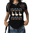 thumbnail image 1 of Women's Round Neck Printed Cotton T Shirt Graphic Tees Top Pink Blue Goose Casual Loose T Shirt Black S-5XL, 1 of 5