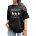 thumbnail image 1 of Women's Round Neck Printed Cotton Washed T Shirt Graphic Tees Top Black Blue Pink Duck And Heart Pattern Casual Loose T Shirt Black S-2XL Plus Size, 1 of 5
