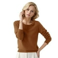 thumbnail image 1 of Women's Round Neck Pullover Sweater Solid Color Long Sleeves, 1 of 1
