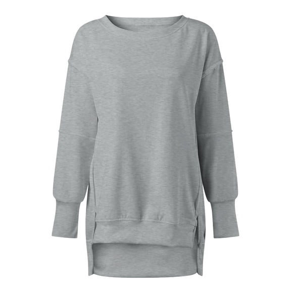 Women's Round Neck Pullover Sweatshirt Long Sleeve Split Side Casual Loose Fit Hoodless Top Comfortable For St. Pa's Holiday Activities,Size:M