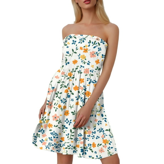 Women's Round Neck Ruffle Sleeveless Dress Stretchy Jersey Fabric Casual Summer Dress with Tiered Skirt for Brunch Dates,Saffron L