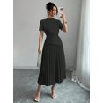 thumbnail image 1 of Women's Round Neck Short Sleeve Dress for Elegant Office and Work Wear, 1 of 4