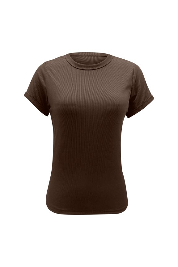 Women's Round Neck Short Sleeve Thread Slim Hottie Top Solid Color Sports T Shirt Athletic Shirts Women Summer T Shirt for Women Summer Womens Tee Shirts Loose Fit Women Shirts Short Sleeve Long