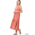 thumbnail image 1 of "Women's Round Neck Sleeveless A-Line Ruffle Tiered Midi Casual Dress (ASH ROSE, L)", 1 of 4