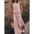 thumbnail image 1 of Women's Round Neck Sleeveless Dress Slit Solid Color Classic Plus Size Waist Casual Commuting Loose Long Skirts, 1 of 6