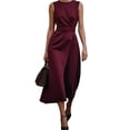 thumbnail image 1 of Women's Round Neck Sleeveless Midi Sheath Dress with Zip Up Closure Ideal For Office Or Party Polyester% Spandex fabric, 1 of 18