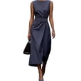 thumbnail image 1 of Women's Round Neck Sleeveless Midi Sheath Dress with Zip Up Closure Ideal For Office Or Party Polyester% Spandex fabric, 1 of 18
