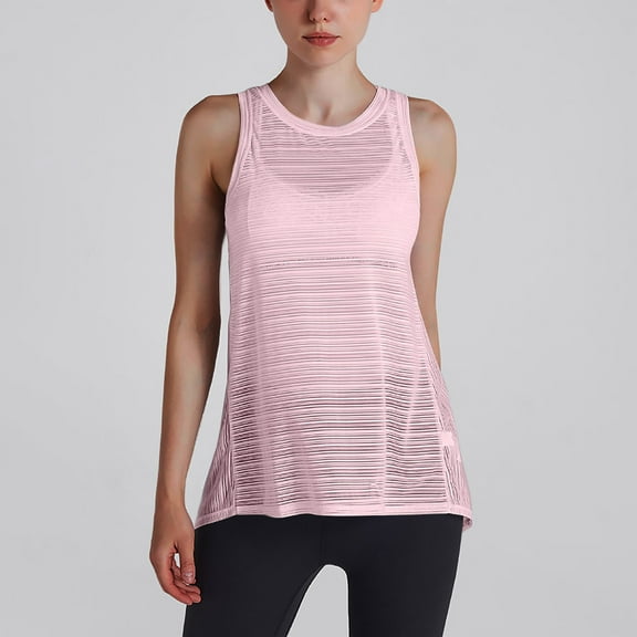 Women's Round Neck Sports Mesh Lace Back Yoga