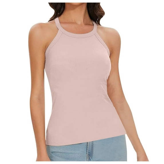 Women's Round Neck Style Short Vest With Chest Pad Can Be Worn Alone Outside And Be Done Inside