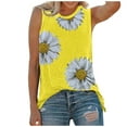 thumbnail image 1 of Women's Round Neck Summer Daisy Print Sleeveless Tank Top, 1 of 6