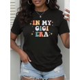 thumbnail image 1 of Women's Round Neck T-Shirt - Creative GIGI Letter Design, Casual Short-Sleeved Top, Machine Washable, Comfortable To Wear In Spring And Summer, Machine Washable, 1 of 7